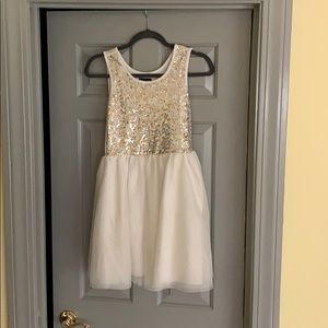 Kids Formal White & Gold Dress